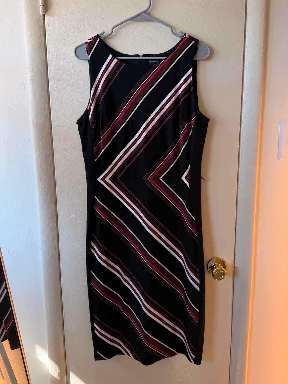 White House Black Market Size 12 Diagonal Stripe Sheath Career Dress
